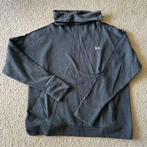 Under Armour Gray Cowl Neck Pullover with Logo Sleeve – Size Large